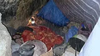 Stormy Night in Zagros Cave | Nomadic Mother’s Fight to Survive the Cold Rain