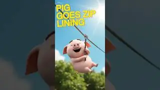 Pig goes zip lining