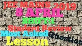 JEE MAINS 2019 8April Online paper Student Reaction