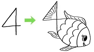 How to Draw a Fish Using the Number 4