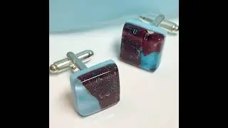 Turquoise Red Murano Glass Cufflinks