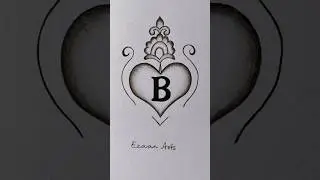Letter B drawing with heart ❤️ #art #letterart #letterdrawing #shorts