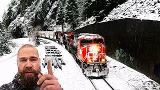 FIRST SNOW 2026! CN REBUILD SD75IACC LEADS GRAIN TRAIN THRU SNOWY YALE TUNNELS!