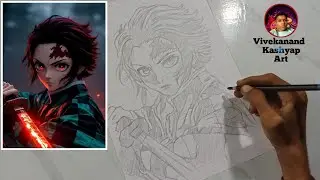 Tanjiro Kamado Drawing Outline, How To Draw Tanjiro Kamado, Tanjiro Kamado Drawing Step By Step 🔥