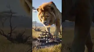Hero Lion Rescues a Trapped Friend | 영웅 사자가 갇힌 친구를 구하다 |勇者ライオンが罠にかかった仲間を救う#lion #animalshorts #cat