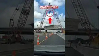 Обрушение крана привело к падению гигантской бетонной плиты на шоссе.