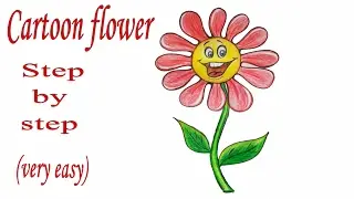 How to Draw cartoon flower Step by step (very easy) || Art video