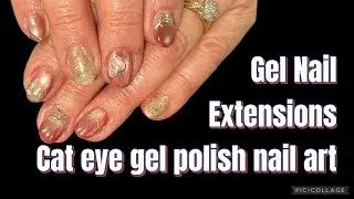 Gel Nail Extensions with Soft Cat Eye Nail Art | Elegant & Easy Tutorial 💅✨