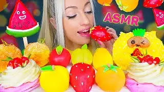 ASMR EATING FRUIT SWEET BEAN CAKE, DONUT, CREAM MERINGUE, 케이크 먹방, 디저트 먹방 (DESSERT) MUKBANG 먹방