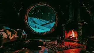 Cozy Holiday Winter Cabin Ambience 🔥 Crackling Fireplace & Soft Falling Snow 😴 No Ads Delight Sleep