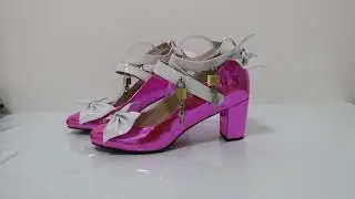 Sorbern Metallic Hot Pink Ankle Strap With Locks Women Pump Block Heels Bowknot
