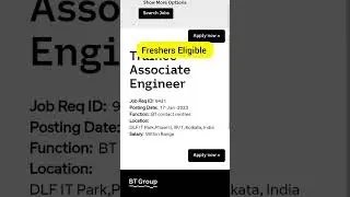 BT Group Recruitment 2023 | Package ₹4.1 Lakhs | Freshers Eligible | Latest Job 2023 #shorts
