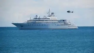 Helicopter Heli Moura Landing on a Yacht Lady Moura