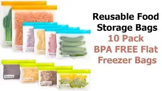 Reusable Food Storage Bags by Qinline - (10 Pack BPA FREE)