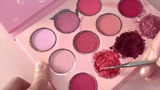 ASMR Makeup Destruction with PINK Palette. Satisfying video