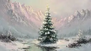 Serene Winter Pine by Frozen Mountain Lake II Tranquil Landscape Art for Your TV 🎄❄️