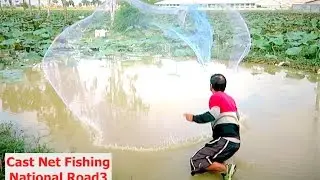 Cast Net Fishing in Cambodia - National Highway 3 to Kampot Province