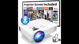 Projector with Two-way Bluetooth, Mini Projector with Projector Screen, Full HD 1080P