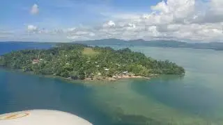 Bush flying in the Solomon Islands. Landing at Ramata Airport on board a BNI (Islander) airplane.