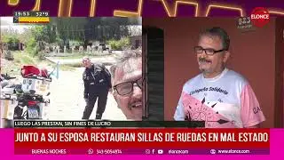 Claudio Torres junto a su esposa restauran sillas de ruedas en mal estado y luego la prestan