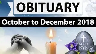Obituaries - National and International - October to December 2018 - Current affairs 2018 in Hindi