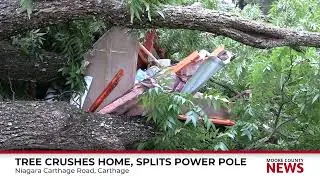 Tree crushes home, splits power pole in Carthage, NC