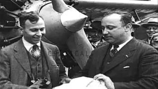 Pilot,  Eroll Boyd and Navigator Harry Conner, attempt  flight from New Foundland...HD Stock Footage