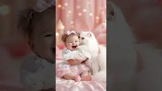 Anak kecil dan kucing ketawa, bikin gemes., #ai #shortvideo #animals #funny #kucing