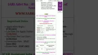 ICAR,IARI Assistant Recruitment 2022 online Form,IARI assistant2022|Knowledge In 2min..|