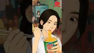 ASMR Mukbang: Instant Noodle Addiction 🍜 #mukbang #asmr #noodles #cartoon #food #animation