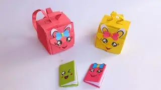 How to make paper school bag | Origami gift bag | DIY School bag | School project idea |Step by step