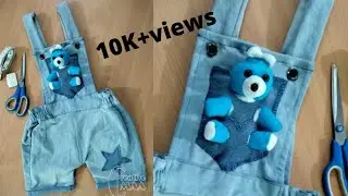 jumpsuit/romper cutting and stitching/ baby dungree from old jeans #oldjeansreuseidea/creative maa