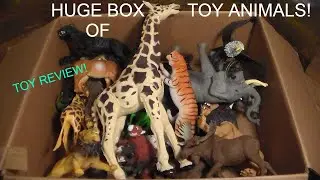 HUGE BOX OF TOY ANIMALS! Elephant Snakes Hyena Lion AND MORE!!