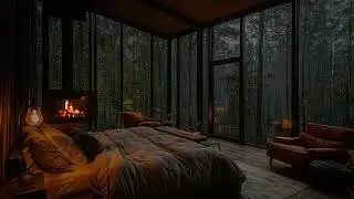 Sleep Instantly with Rainfall on Window and Fireplace | Relaxing Sounds for Sleep Study and Focus