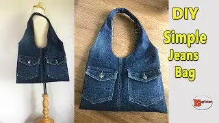 DIY SIMPLE JEANS BAG | RECYCLE OLD JEANS | DIY BAG | TOTE BAG | SEWING TUTORIAL