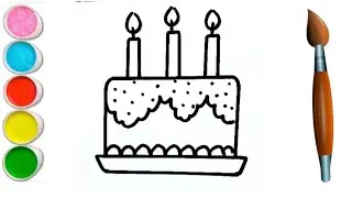 Birthday Cake Drawing for beginner | How to draw cake | Kids Drawing | Coloring & Painting #cake