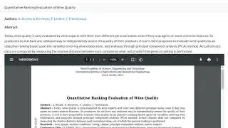 Quantitative Ranking Evaluation of Wine Quality