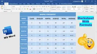 How To Make Marksheet In MS Word In Hindi | How To Create Marksheet In MS Word Hindi
