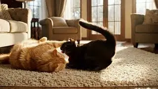Epic Cat Playtime: Two Furry Friends Having Fun!