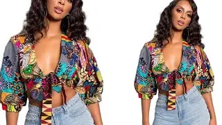 How To Cut And Sew a Tie Front Crop Top/Wrap Top.