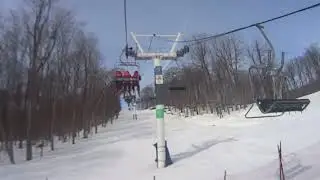 Spring conditions.  March 13, 2025.  Saint Bruno Ski Trail 13A glades, 14 Lift D