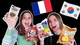 korean snacks mukbang with my french step sister