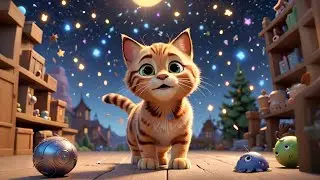 Lulu Cat Plays with Stars | Bedtime Lullaby Song for Kids | Soothing Nursery Rhymes