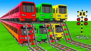 【踏切アニメ】複雑な電車 Trains Climbing Pynamid🚍 Fumikiri 3D Railroad Crossing Animation #1