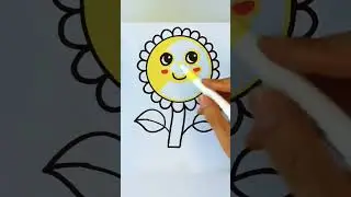 Easy sunflower drawing tutorial 😱🤩#shorts #drawing #youtubeshorts