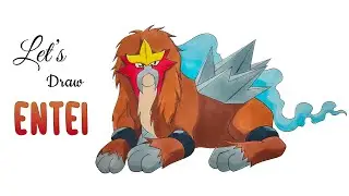 How to Draw and Color Pokemon | Entei | Step by Step Art Tutorial | 4K #art #tutorial #pokemon