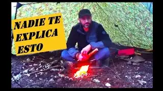 FUEGO PRIMITIVO Y REFUGIO DE SUPERVIVENCIA CON TODO EMPAPADO