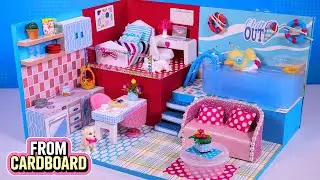 Summer Miniature House DIY: Blue Kitchen, Pink Sofa & Swimming Pool