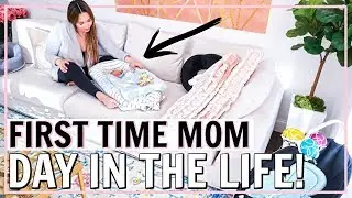 FIRST TIME ALONE WITH NEWBORN! DAY IN THE LIFE OF A NEW MOM | Alexandra Beuter
