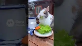 Cute Bunny Eating in a Cozy Cabin 🐰❄️ #relax #cozynights #winterbed